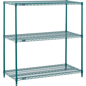 Nexel® 3 Shelf Poly-Green® Wire Shelving Unit Starter 42""W x 14""D x 34""H