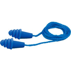 Elvex® Quattro™ Reusable Earplugs Corded NRR 27dB Blue 100 Pairs/Box