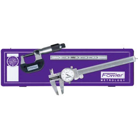 Fowler 52-095-007-0 3-Piece Dial Caliper Micrometer & Steel Rule Toolmakers Universal Measuring Set