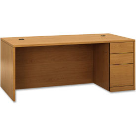 HON® Wood Desk - Full Height Right Pedestal - 66""W x 30""D x 29-1/2""H - Harvest - 10500 Series