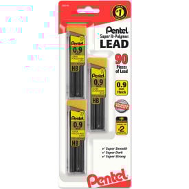 Pentel® Super Hi-Polymer Lead Refills 0.9 mm HB Black 30/Tube 3 Tubes/Pack