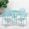 Flash Furniture Oia 5 Piece Indoor Outdoor Steel Patio Table Set w/ Round Chairs Gold