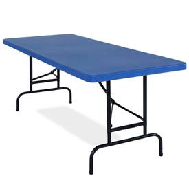 National Public Seating® Adjustable Height Plastic Folding Table 30"" x 72"" Blue