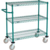 Nexel® 3 Shelf Cart Poly-Green® 36""L x 18""W x 40""H Polyurethane Rigid Casters