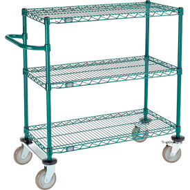 Nexel® 3 Shelf Cart Poly-Green® 36""L x 18""W x 40""H Polyurethane Rigid Casters