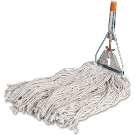 Genuine Joe Wet Mop 4-Ply 15/16""x60"" Wood Handle 24 oz. Natural Cotton GJO54201