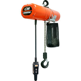 CM Lodestar 1/2 Ton Electric Chain Hoist W/ Chain Container 20' Lift 16 FPM 115V