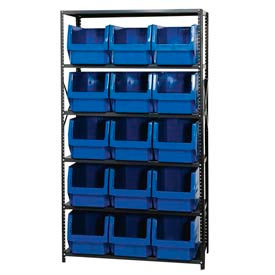 Quantum MSU-533 Steel Shelving With 15 Magnum Giant Hopper Bins Blue 18x42x75