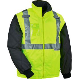 Ergodyne® GloWear® 8287 Hi-Vis Winter Jacket & Vest w/ Detachable Sleeves XL Lime