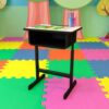 Flash Furniture Adjustable Height Student Desk - Gray Top / Black Pedestal Frame