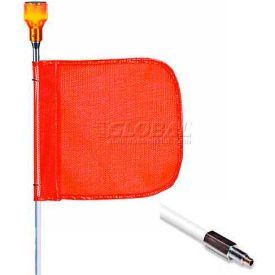 5' Heavy Duty Standard Threaded Hex Base Warning Whip w/ Lighting Capability 12x11"" Orange Flag