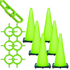 Mr. Chain 93214-6 Traffic Cone & Chain Kit - Safety Green 93214-6