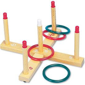 Champion Sports QS1 Ring Toss Set Plastic/Wood Assorted Colors 4 Rings/5 Pegs/Set