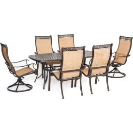 Hanover® Manor 7 Piece Outdoor Dining Set w/ 2 Swivel Rockers Cedar