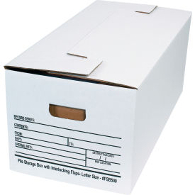 Global Industrial™ Interlocking Flap File Storage Boxes 24""L x 12""W x 10""H White