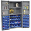 Global Industrial Bin Cabinet Deep Door 68 BL Bin Shelves 16 Ga Unassembled Cabinet 38x24x72