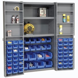 Global Industrial™ Bin Cabinet Deep Door 68 BL Bin Shelves 16 Ga Unassembled Cabinet 38x24x72