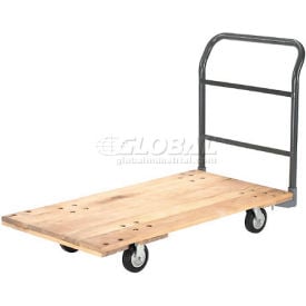 Global Industrial™ Hardwood Deck Platform Truck 54 x 27 1400 Lb. Capacity 5"" Rubber Casters
