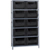 Quantum QSBU-700 Shelving With 10 Giant Hopper Bins Black 42x18x75