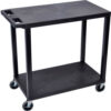 Luxor Plastic Utility Cart w/2 Shelves 400 lb. Capacity 35-1/4""L x 18""W x 30-1/2""H Black