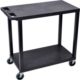 Luxor Plastic Utility Cart w/2 Shelves 400 lb. Capacity 35-1/4""L x 18""W x 30-1/2""H Black