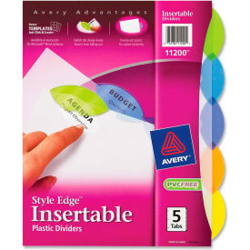 Avery Style Edge Clear Plastic Insertable Divider 8.5""x11"" 5 Tabs White/Multicolor