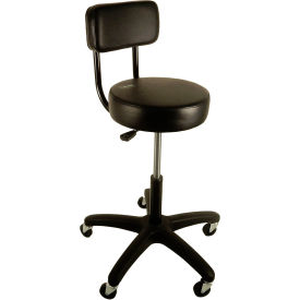 Shopsol Multi Purpose Stool w/ Backrest & Seat Height Adjustment Vinyl Black