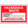 Hazardous Waste Paper Labels - Hazardous Waste Handle With Care 500/Roll