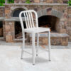Flash Furniture 24""H White Metal Counter Height Stool with Vertical Slat Back