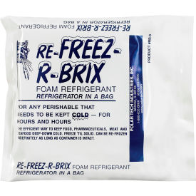 Re-Freez-R-Brix™ Cold Bricks 7.5 Oz. 4-1/2""L x 4""W x 3/4""H White/Blue 42/Pack