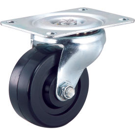 Global Industrial™ Light Duty Swivel Plate Caster 3"" Rubber Wheel 150 Lb. Capacity