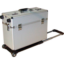 CASE-EH Aluminum Pilot Case With Trolley Handle  19""L x 10""W x 14""H Silver