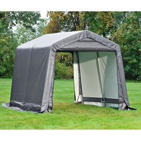 6x12x8 Peak Style Shed 4-15"" Augers 1-3/8"" Frame - Grey