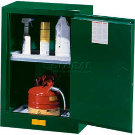 Justrite 12 Gallon 1 Door Self-Close Compac Pesticide Cabinet 23-1/4""W x 18""D x 35""H Green