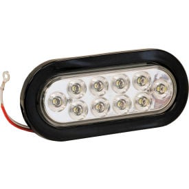 6-1/2"" Oval 10 LED Clear Backup Light w/ Grommet & Plug - 5626310
