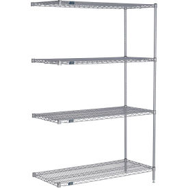 Nexel® 4 Shelf Nexelate® Silver Epoxy Wire Shelving Unit Add On 60""W x 14""D x 74""H