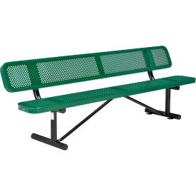 Global Industrial™ 8' Outdoor Steel Picnic Bench w/ Backrest Perforated Metal Green