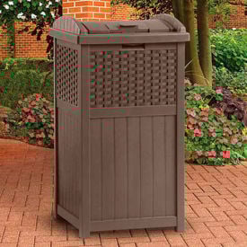 Suncast Resin Wicker Trash Hideaway Java
