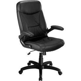 Interion® Executive Chair With High Back & Fixed Arms Leather Black