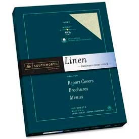 Southworth® Linen Cover Stock Paper 8-1/2"" x 11"" 65 lb Linen Ivory 100 Sheets/Pack