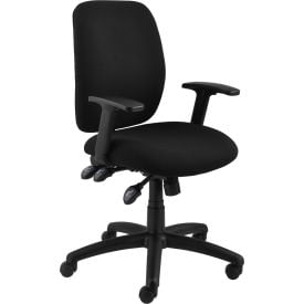 Interion® Office Chair With Mid Back & Adjustable Arms Fabric Black