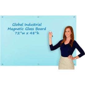 Global Industrial™ Magnetic Glass Dry Erase Board - 72""W x 48""H - Seafoam