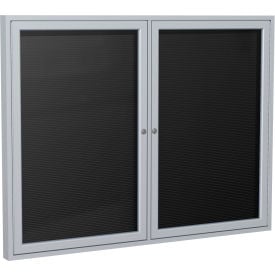 Ghent Enclosed Letter Board - Outdoor / Indoor - 2 Door - Black Letterboard w/Silver Frame - 36""x48""
