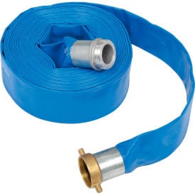 Apache 98138045 2"" x 50' PVC Lay Flat Discharge Hose w/ M x F Aluminum Short Shanks