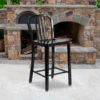 Flash Furniture 24""H Black Metal Counter Height Stool with Vertical Slat Back