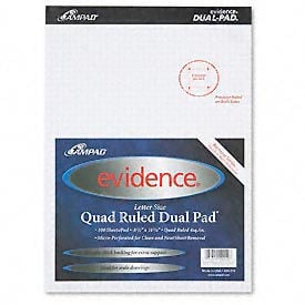 Evidence Quad Dual-Pad Micro-Perf 8-1/2 x 11-3/4 100 Sheets/Pad 2 Pads/Pack