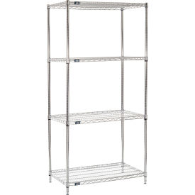 Nexel® 4 Shelf Chrome Wire Shelving Unit Starter 36""W x 21""D x 74""H