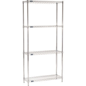 Nexel® 4 Shelf Chrome Wire Shelving Unit Starter 36""W x 12""D x 74""H