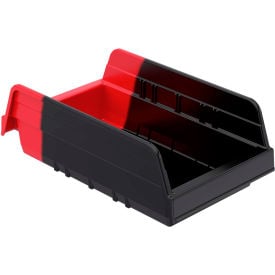 Akro-Mils Indicator® 36462BLKRED Two Tone Double Hopper Shelf Bin - 6-3/4""W x 11-5/8""L x 4""H