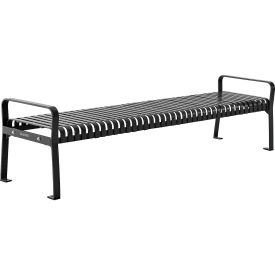 Global Industrial™ 8' Outdoor Bench Backless Vertical Steel Slat Black